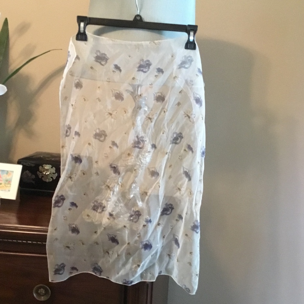 Light Floral White Scarf with Lavender Print